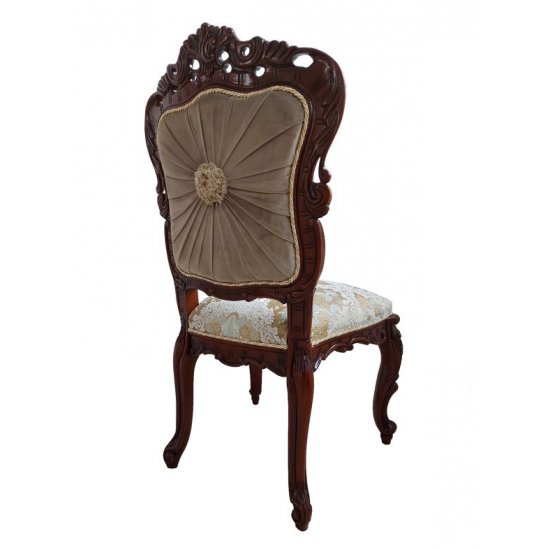 Scaune din Lemn Masiv, Scaun lemn masiv, maro/alb, tapiserie multicoloră, Regina