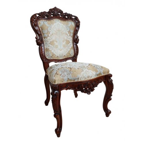 Regina, Scaun lemn masiv, maro/alb, tapiserie multicoloră, Regina, mobilasimex.ro