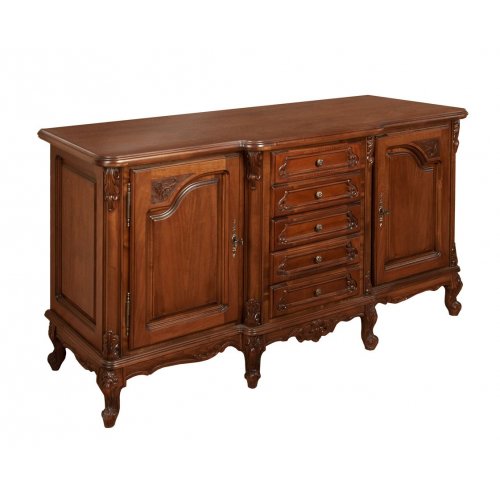 Royal, Bufet lemn masiv, maro/alb, 2 uși, 5 sertare, Royal, mobilasimex.ro