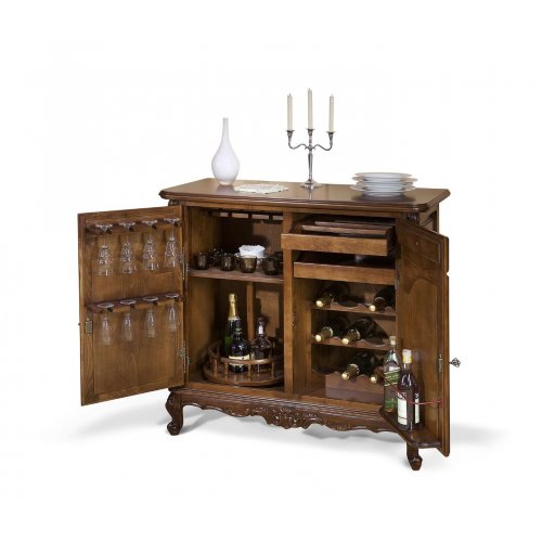 Royal, Comodă lemn masiv, bar, maro/alb, 2 uși, 2 sertare, Royal, mobilasimex.ro