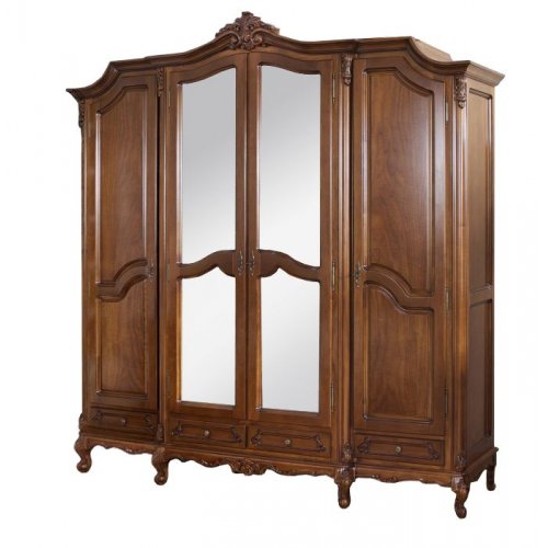 Comparare Produse, Dulap lemn masiv, maro/alb, 4 uși, inserții ornamentale, Royal, mobilasimex.ro