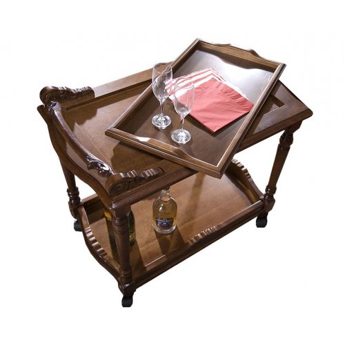 Masuta lemn masiv – Eficiență și atenție la detalii, Măsuță lemn masiv, maro/alb, de servit, Royal, mobilasimex.ro