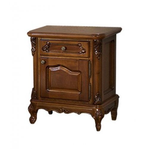 Noptiera lemn masiv – Pentru iubitorii de unicitate, Noptieră lemn masiv, maro/alb, 1 sertar, 1 ușă, dreapta, Royal, mobilasimex.ro