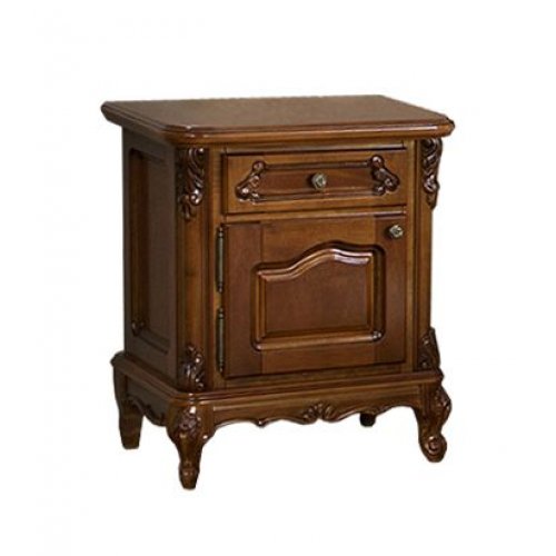 Noptiera lemn masiv – Pentru iubitorii de unicitate, Noptieră lemn masiv, maro/alb, 1 sertar, 1 ușă, stânga, Royal, mobilasimex.ro