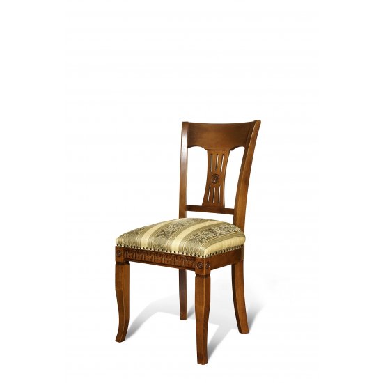 Scaune din Lemn Masiv, Scaun lemn masiv, maro/alb, tapiserie multicoloră, Veneția