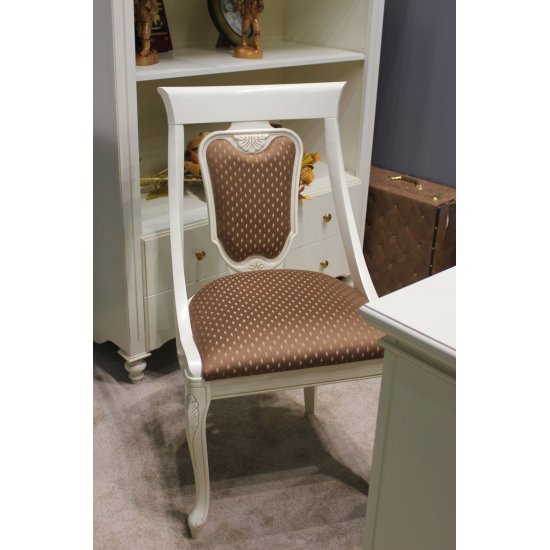 Scaune din Lemn Masiv, Scaun lemn masiv, alb, Md.2, tapiserie multicoloră,  Yana