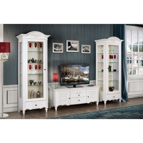 Bufete din Lemn Masiv, Plasmă lemn masiv, alb, detalii orientale, Yana