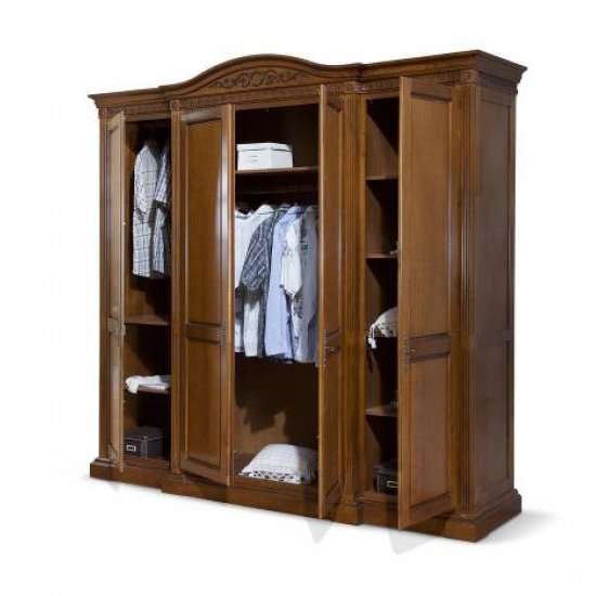 Dulapuri din lemn masiv, Dulap lemn masiv, maro/alb, 4 uși, Veneția