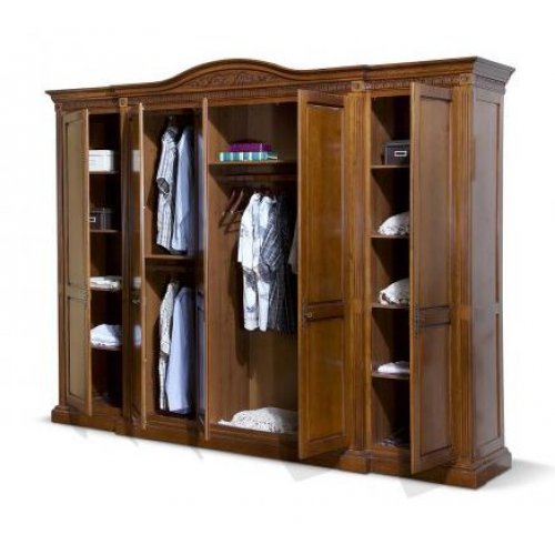 Venetia, Dulap lemn masiv, maro/alb, 5 uși, Veneția, mobilasimex.ro