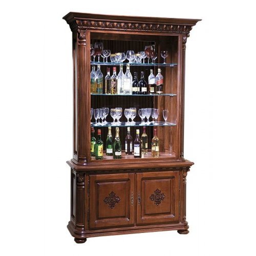 Venetia Lux, Bufet vitrină bar lemn masiv, maro/alb, 2 uși, Veneția Lux, mobilasimex.ro