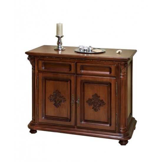 Comode din Lemn Masiv, Comodă lemn masiv, bar, maro/alb, 2 uși, 2 sertare, Veneția Lux