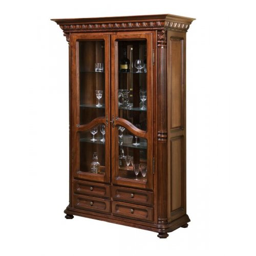 , Cristalier lemn masiv, maro/alb, 2 uși, Veneția Lux, mobilasimex.ro