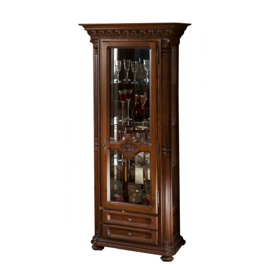 Cristaliere din Lemn Masiv, Cristalier lemn masiv, maro/alb, 1 ușă, dreapta, Veneția Lux