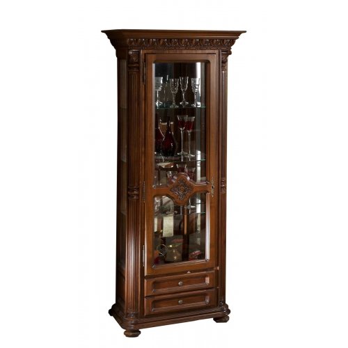 Cristalier lemn masiv –  Piesa de rezistență pentru un living elegant, Cristalier lemn masiv, maro/alb, 1 ușă, stânga, Veneția Lux, mobilasimex.ro