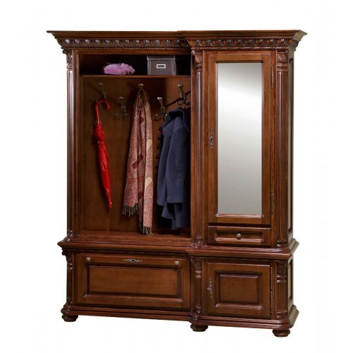 Cuier lemn masiv – Funcționalitate și eleganță, Cuier lemn masiv, maro/alb, 3 uși, 1 sertar, dreapta, Veneția Lux, mobilasimex.ro