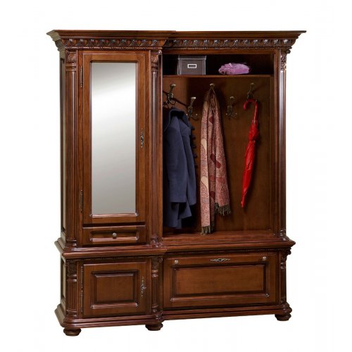 Cuier lemn masiv – Funcționalitate și eleganță, Cuier lemn masiv, maro/alb, 3 uși, 1 sertar, stânga, Veneția Lux, mobilasimex.ro