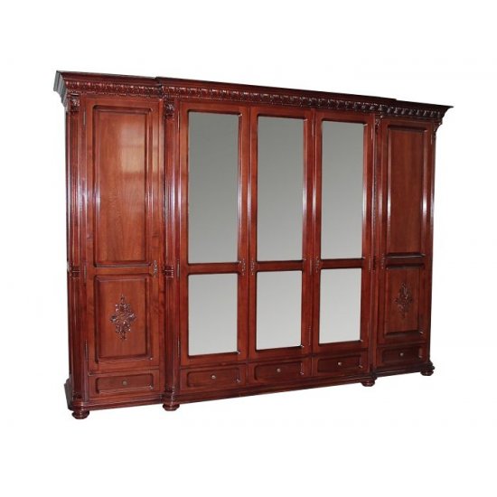 Dulapuri din lemn masiv, Dulap lemn masiv, maro/alb, 5 uși, Veneția Lux