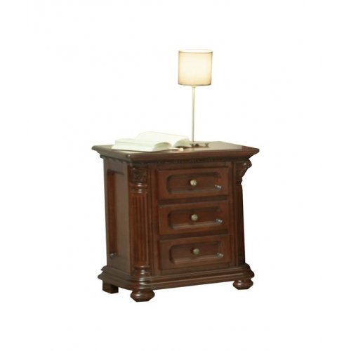 Comparare Produse, Noptieră lemn masiv, maro/alb, 3 sertare, inserții Rococo, Veneția Lux, mobilasimex.ro