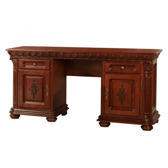 Toalete din lemn masiv, Toaletă lemn masiv, maro/alb, 2 sertare, 2 uși, Veneția Lux