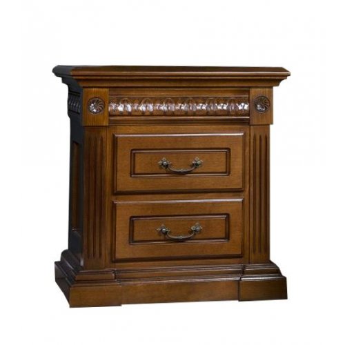 Comparare Produse, Noptieră lemn masiv, maro/alb, 2 sertare, Veneția, mobilasimex.ro