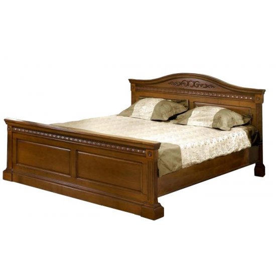 Paturi din lemn masiv, Pat lemn masiv, maro/alb, dublu, 1800, inserții sculptate, Veneția