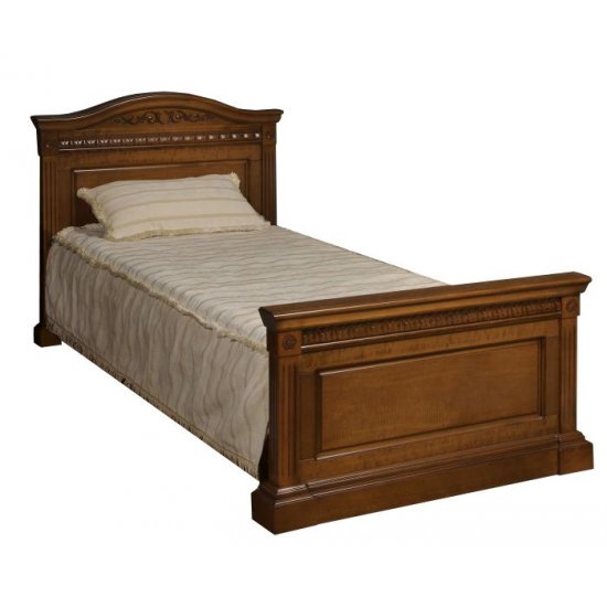 Paturi din lemn masiv, Pat lemn masiv, maro/alb, single, 900, inserții sculptate, Veneția