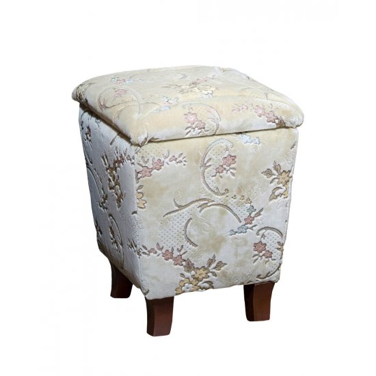 Tabureti din lemn masiv, Taburet lemn masiv, maro/alb, tapisat, motive florare, Veneția