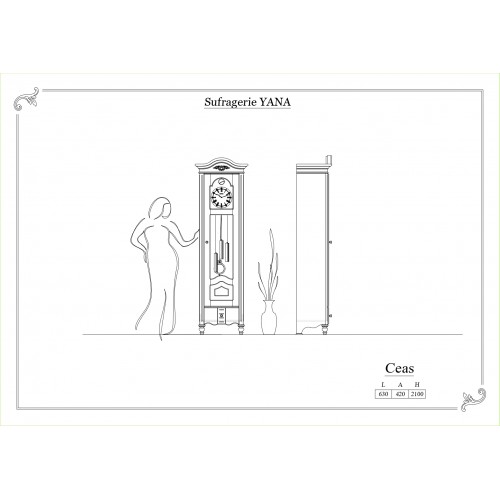 Yana, Vitrină cu ceas cu pendul, lemn masiv, alb, 1 ușa, 1 sertar, Yana, mobilasimex.ro