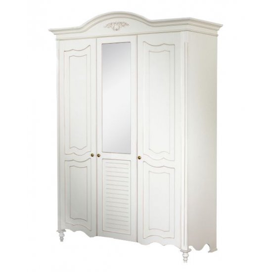 Dulapuri din lemn masiv, Dulap lemn masiv, alb, 3 uși, Yana