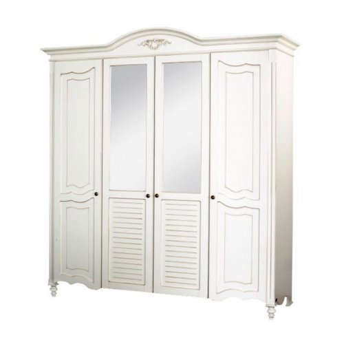 Dulapuri lemn masiv, Dulap lemn masiv, alb, 4 uși, Yana, mobilasimex.ro